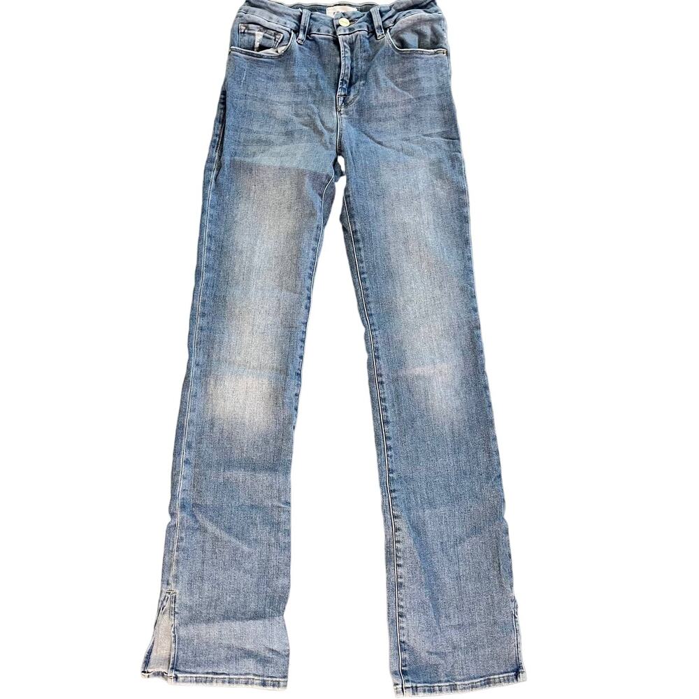 FRAME Le Mini Boot Slit cut light denim jeans womens size 26 pants straight leg